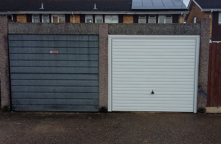 A Garador Horizon framed canopy door fitting within the opening with white UPVC