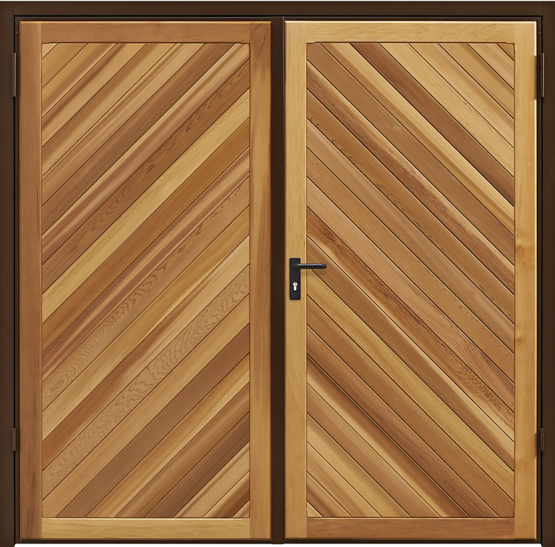 Garadoor Side Hinged Garage Doors - Chevron Cedar