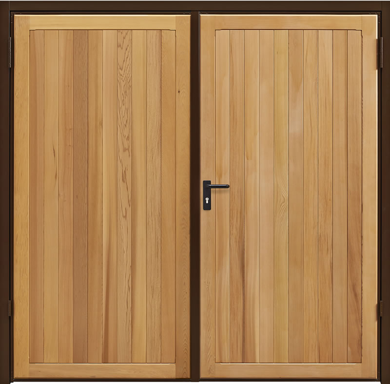 Timber side hinged garage doors