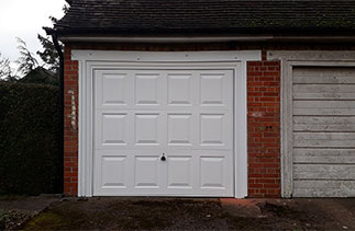 A Garador steel up and over garage door in the Georgian style. Fitted in Winkfield, Berkshire.